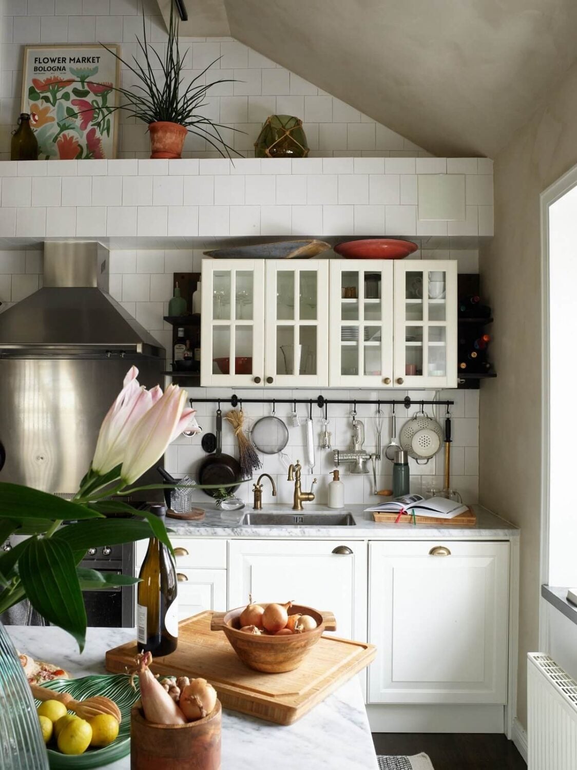 A Swedish Maisonette with a Charming Kitchen 3 kitchen-white-cupboards-tiles-gray-chalk-paints-walls-nordroom