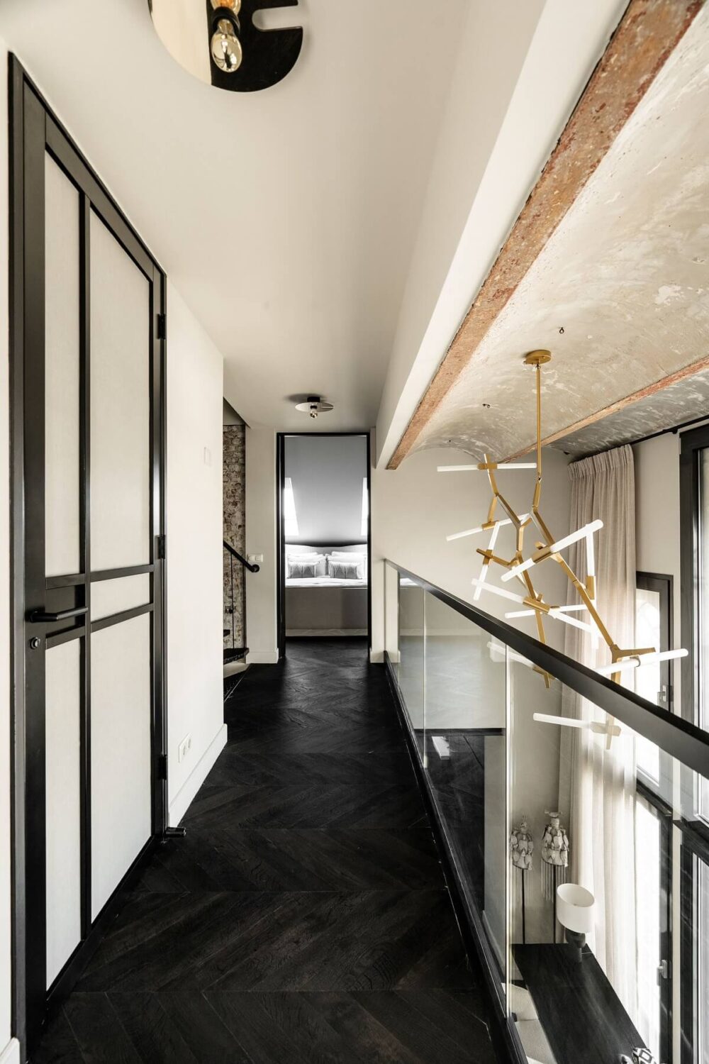 A Stylish Monochrome Penthouse in a Former Prison Building 15 landing-chevron-floor-penthouse-holland-nordroom