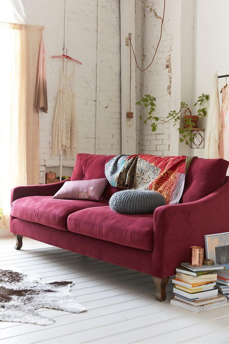 Pantone Color of the Year 2023: Interior Design Inspiration 6 living-room-hot-pink-couch-pantone-viva-magenta-color-year-nordroom
