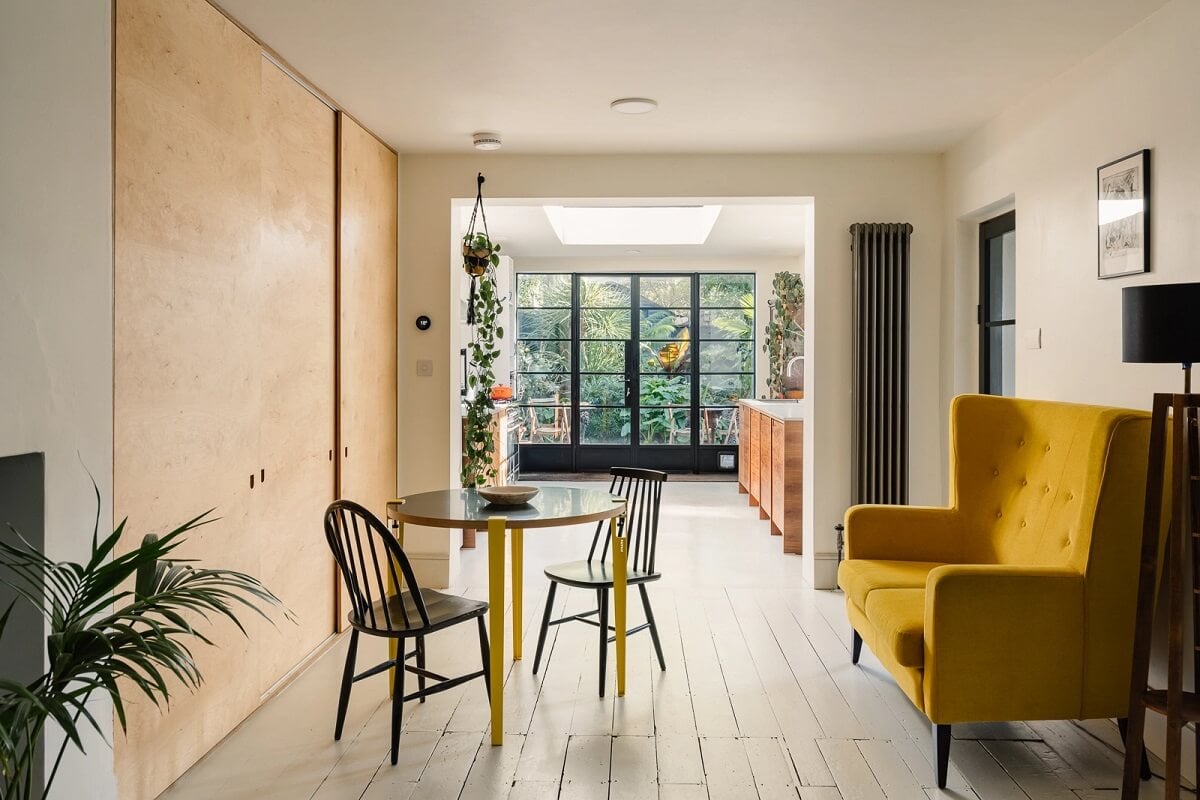 A Victorian House in London with Yellow Color Accents 2 modern-kitchen-seating-yellow-sofa-nordroom