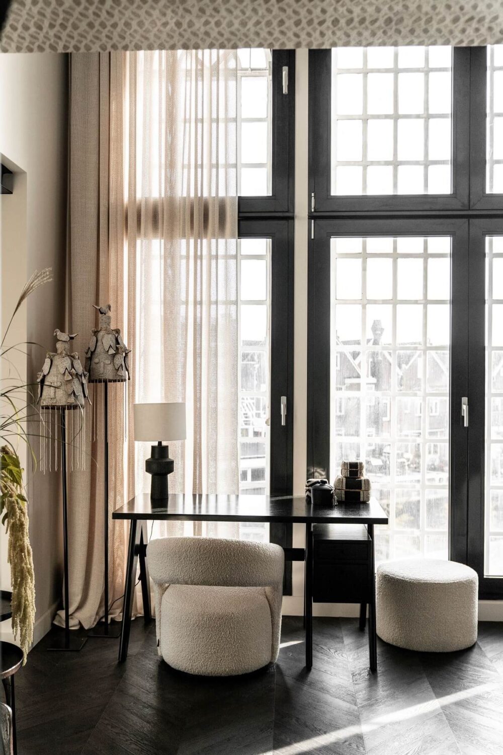 A Stylish Monochrome Penthouse in a Former Prison Building 7 monochrome-living-space-desk-chevron-floor-nordroom
