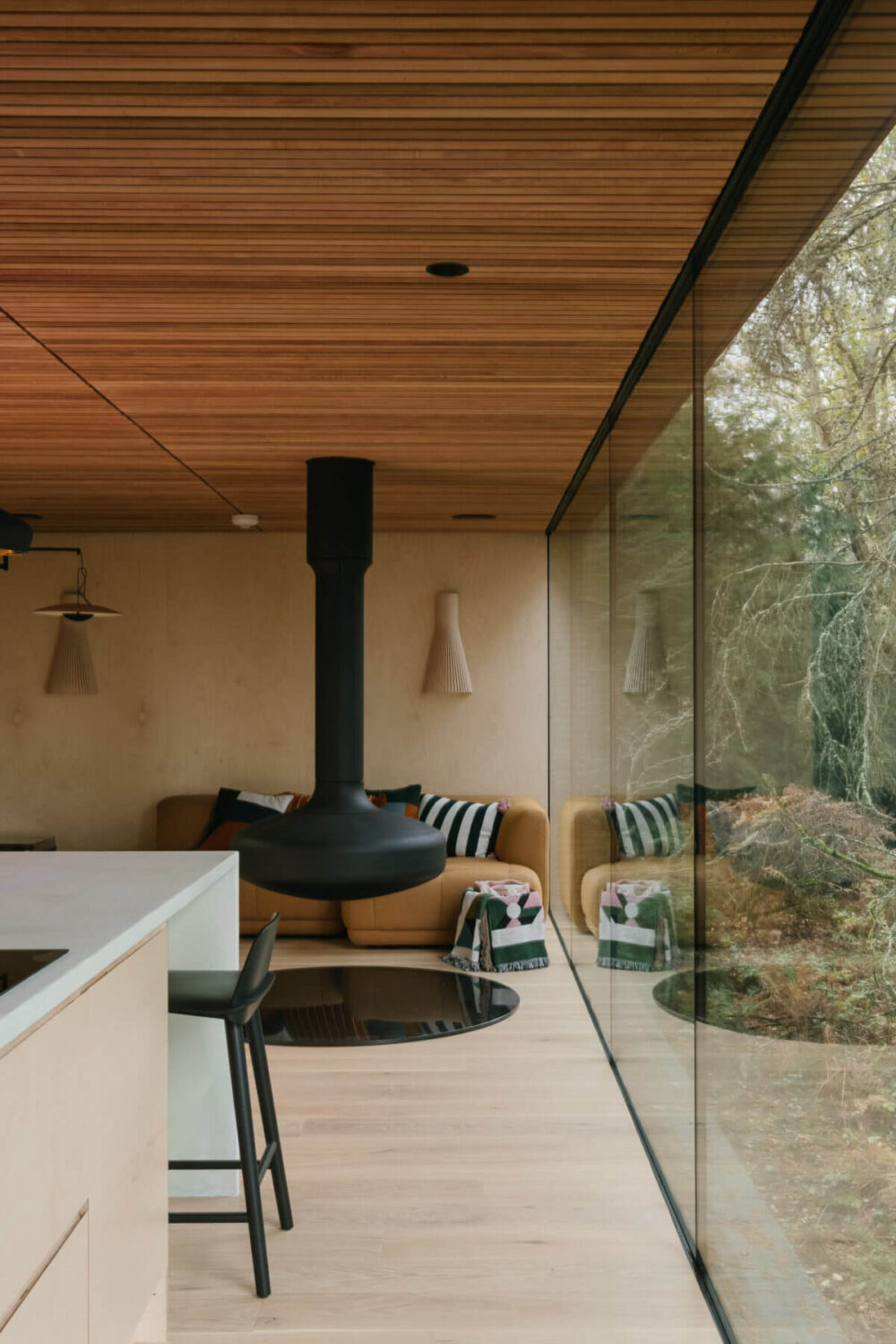 A Modern Woodland Lodge with A Scandi Interior 6 open-plan-sitting-room-kitchen-scandinavian-style-nordroom