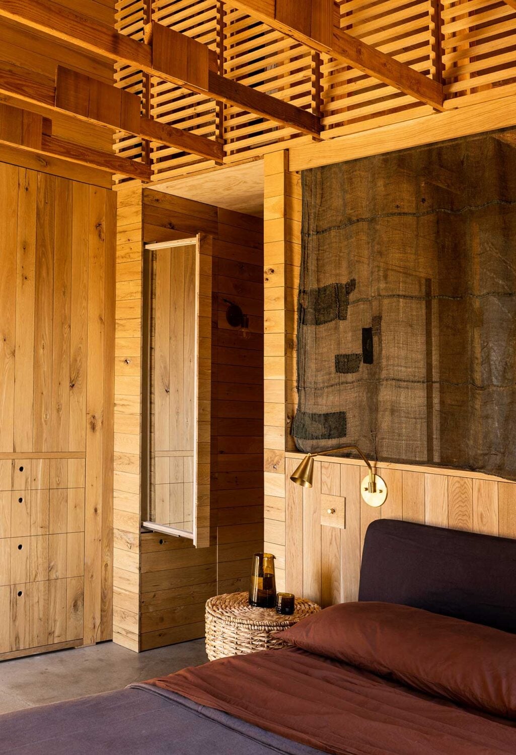 The Warm Mountaintop Home of Actor Hayden Christensen 13 wooden-bedroom-exposed-beams-pitched-roof-nordroom