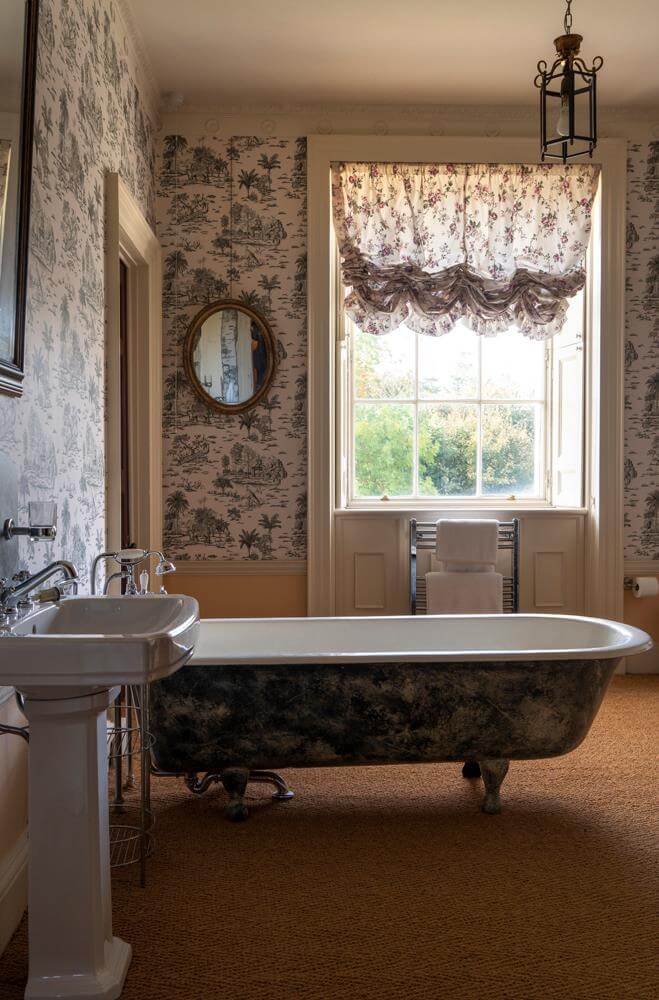 A Historic Greek Revival Country House in Scotland is For Sale 10 bathroom wallpaper freestanding bath historic country house scotland nordroom A Historic Greek Revival Country House in Scotland is For Sale