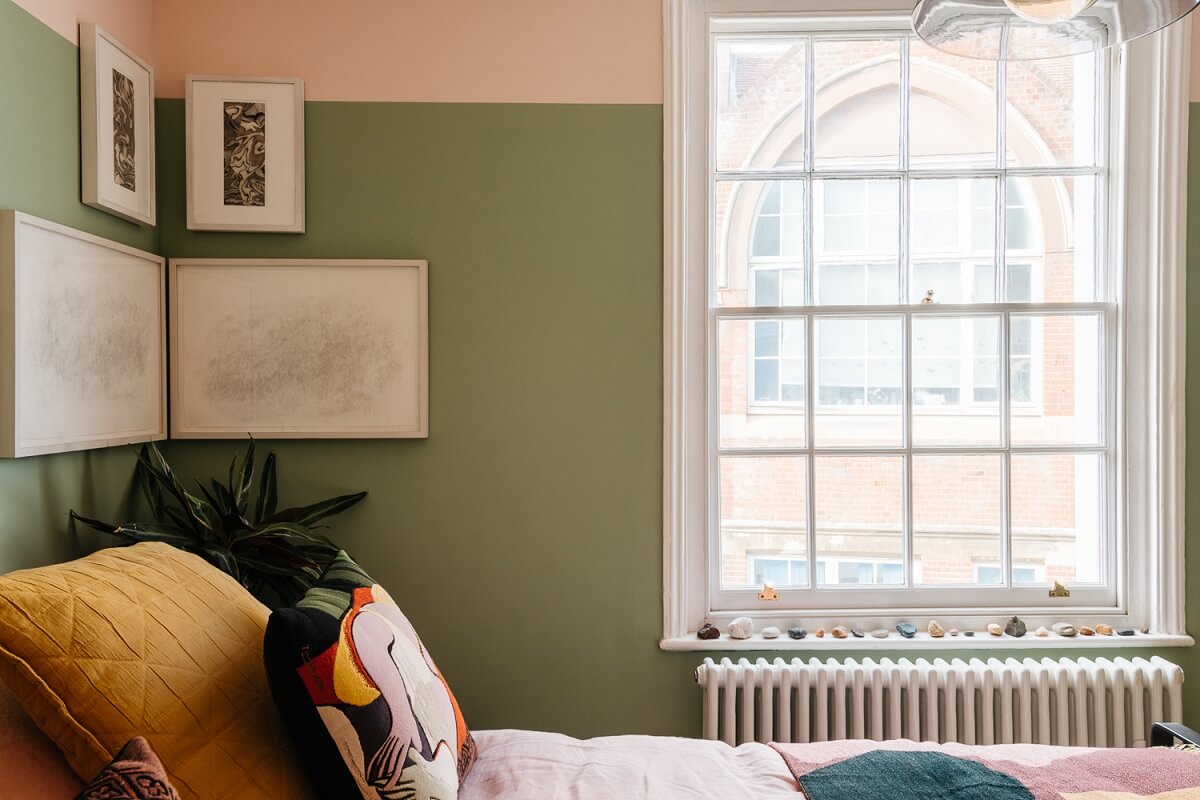 Colorful Rooms in a Historic English Home 13 bedroom-pink-green-walls-colorful-home-nordroom
