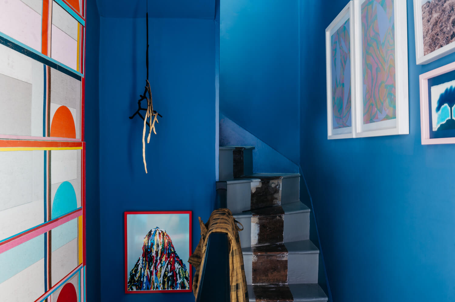 Colorful Rooms in a Historic English Home 11 blue-staircase-colorful-home-england-nordroom
