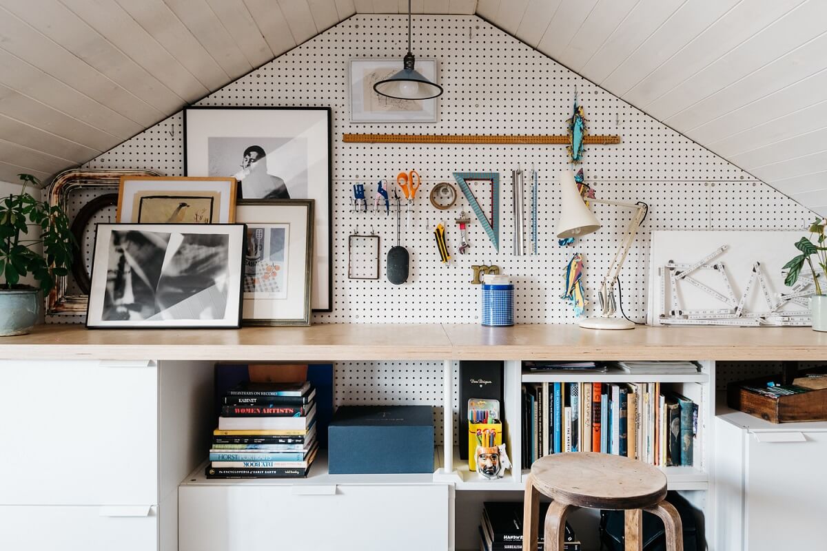 Colorful Rooms in a Historic English Home 19 built-in-desk-craft-room-attic-room-nordroom