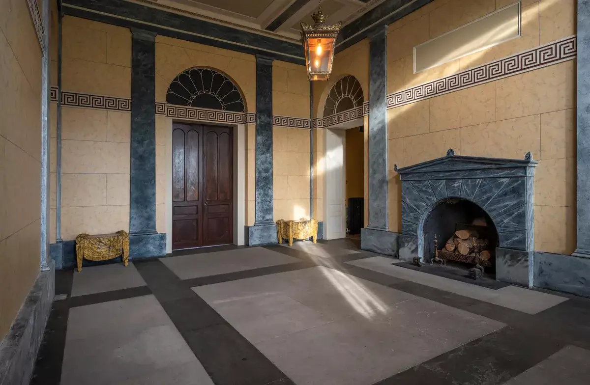 A Historic Greek Revival Country House in Scotland is For Sale 13 central-hall-fireplace-greek-revival-country-house-scotland-nordroom
