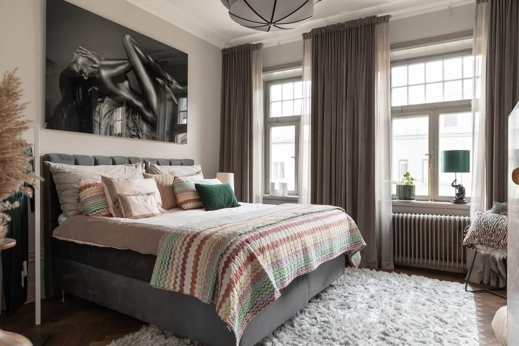 A Classic Swedish Apartment with Light Gray Walls 14 classic-bedroom-light-gray-walls-nordroom