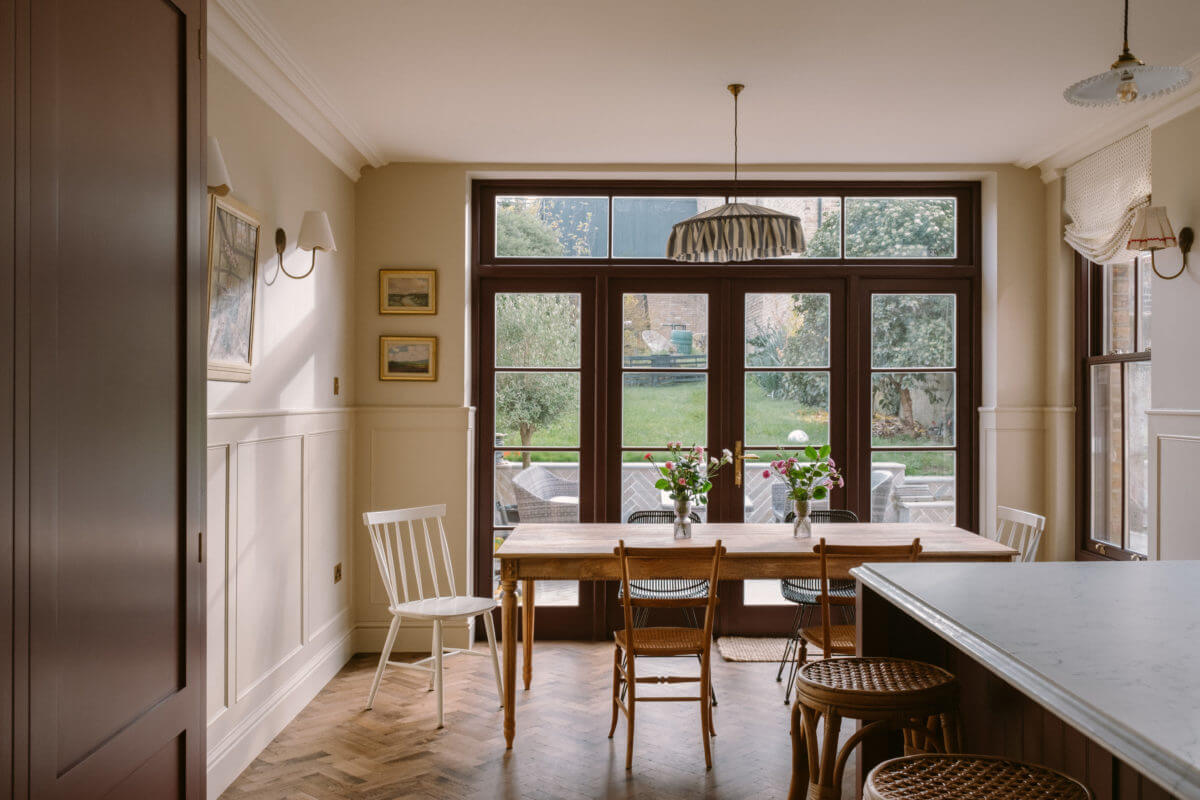 A Deep Red Kitchen in a Victorian Home in London 18 country-style-kitchen-wooden-table-devol-nordroom