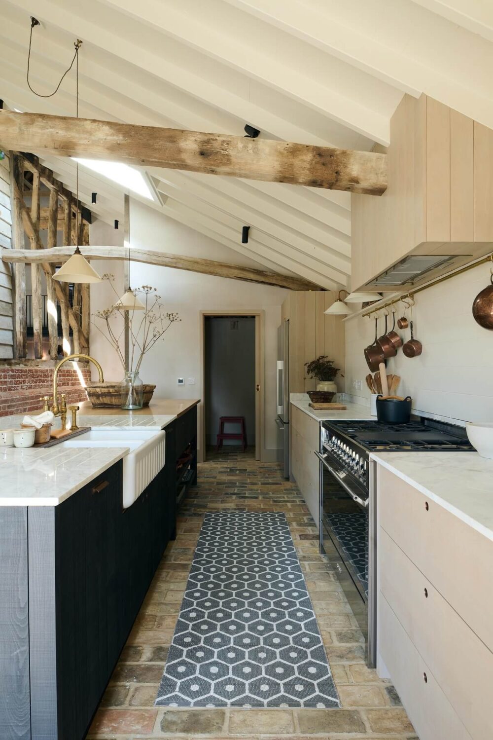 A deVOL Sebastian Cox Kitchen in a 17th Century Barn House 5 devol-The-Sebastian-Cox-Kitchen-wooden-beams-stone-floor-runner-nordroom
