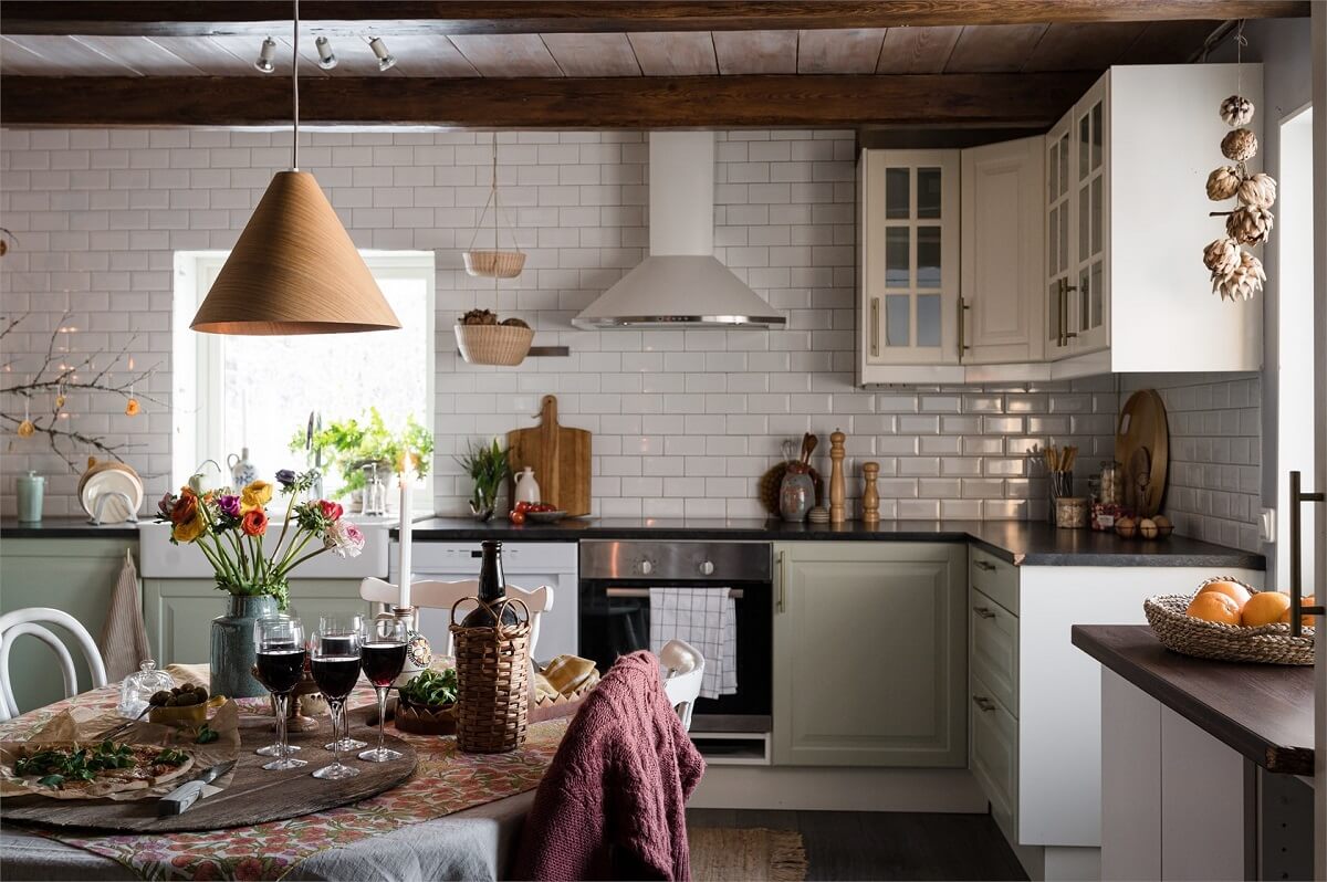 A Charming Countryside Villa in Sweden 5 exposed-beams-countryside-kitchen-nordroom