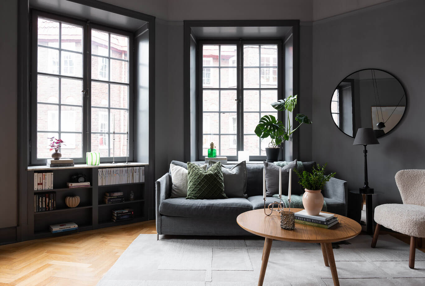 A Stylish Gray Apartment in Stockholm 2 gray-sitting-room-large-light-rug-nordroom