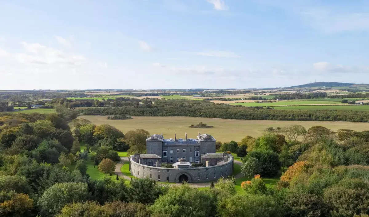 A Historic Greek Revival Country House in Scotland is For Sale 21 greek-revival-scottish-country-house-view-from-above-nordroom