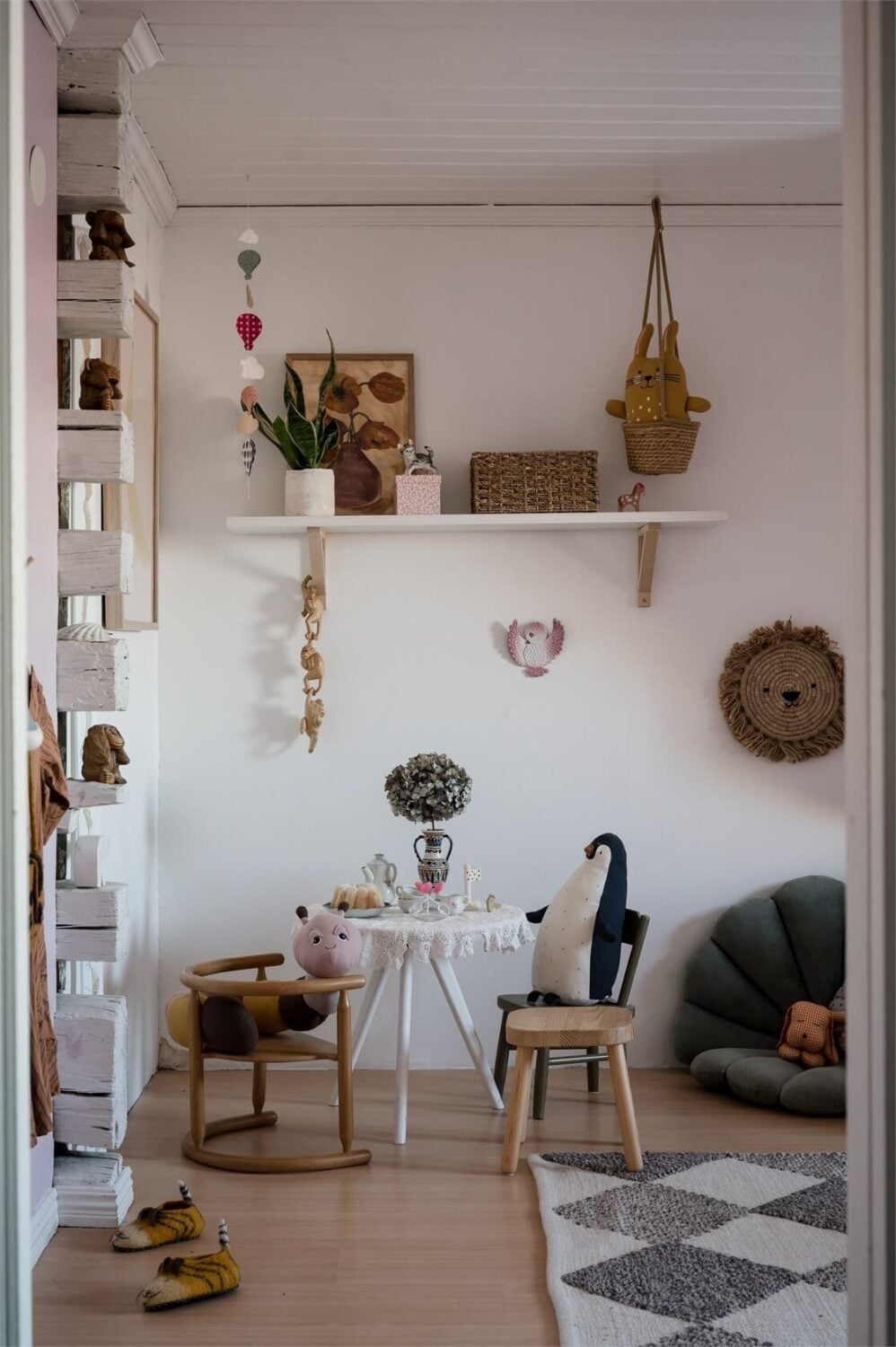 A Charming Countryside Villa in Sweden 15 kids-room-play-area-checkerboard-rug-nordroom