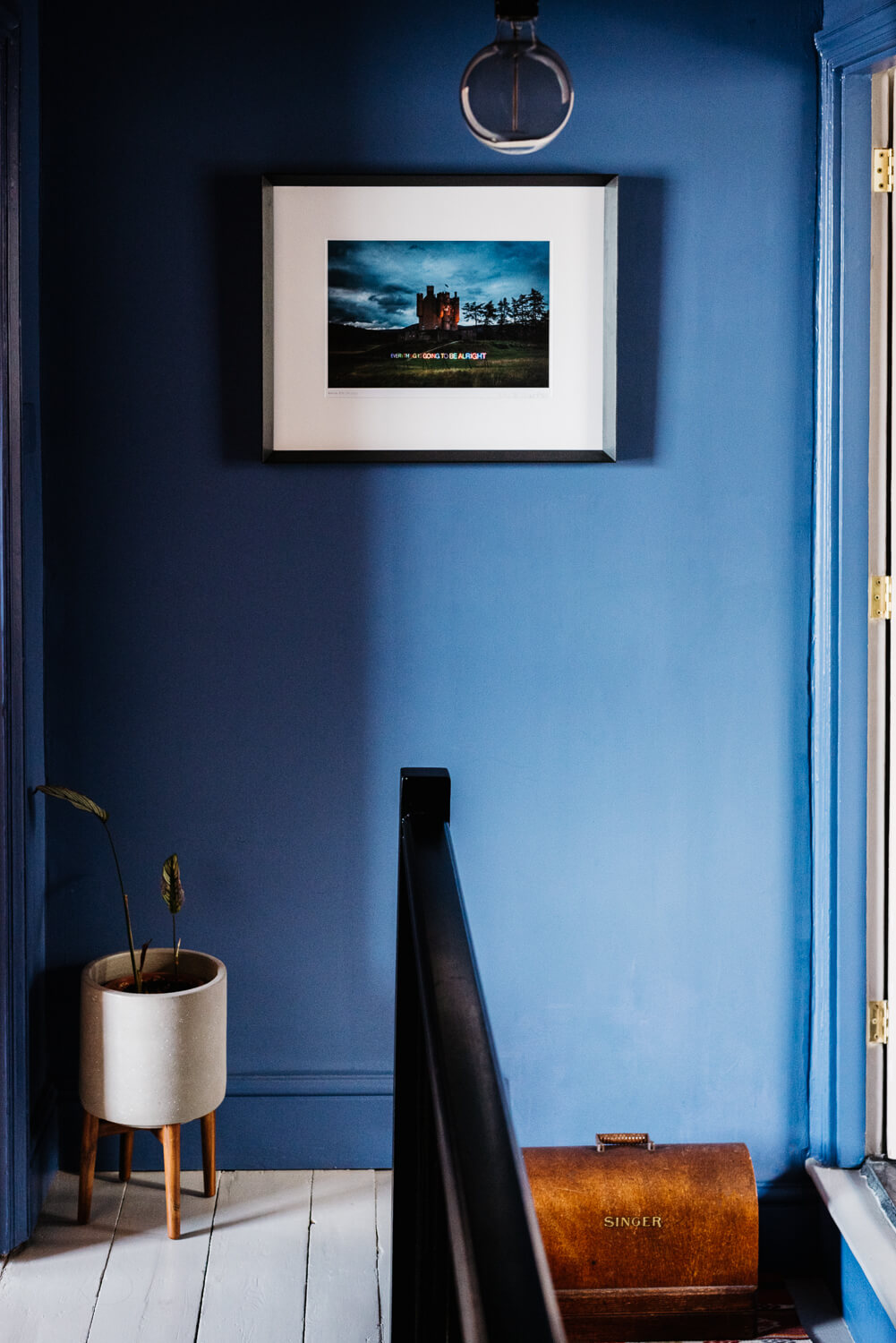 Colorful Rooms in a Historic English Home 12 landing-blue-walls-colorful-home-nordroom