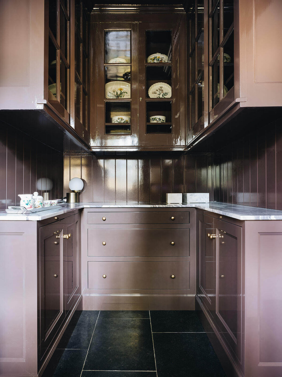 Best of 2023: Kitchens 36 pantry-dark-gray-tiles-plum-colored-cabinets-nordroom