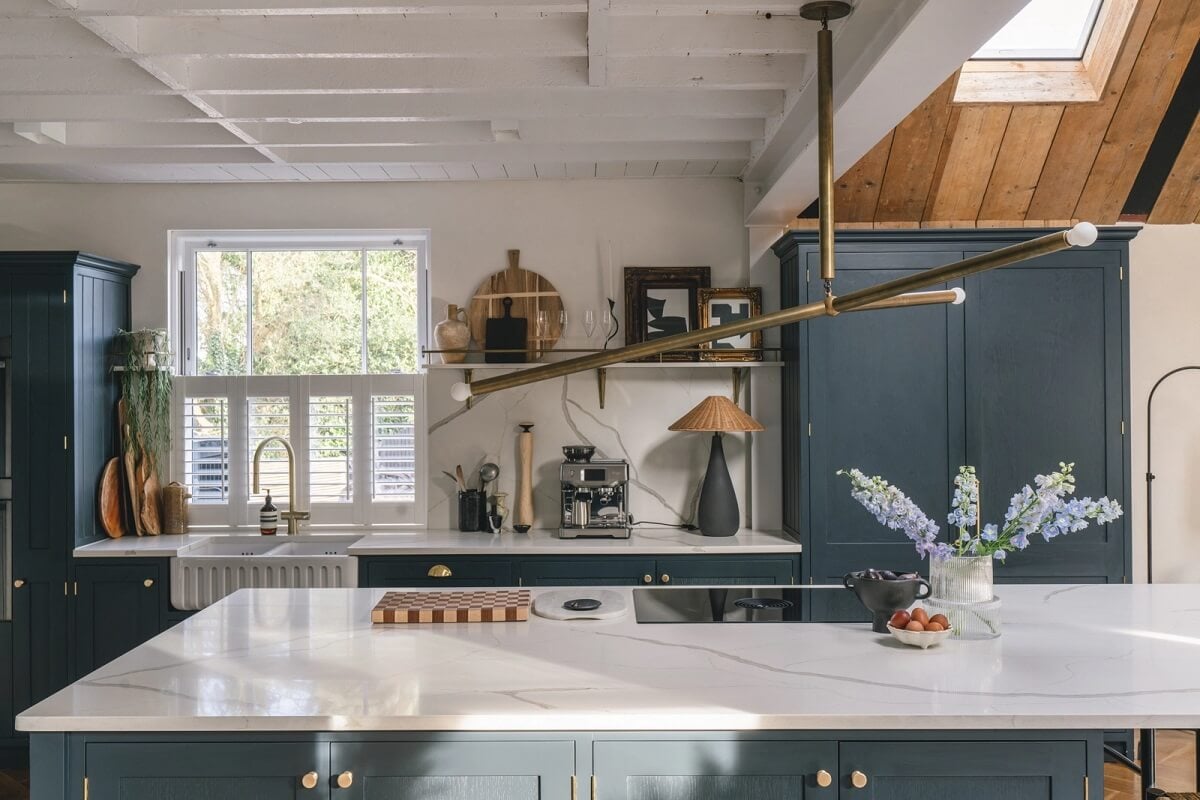 A Victorian Home with a Modern Black Extension 8 shaker-style-kitchen-dark-blue-cabinets-island-nordroom