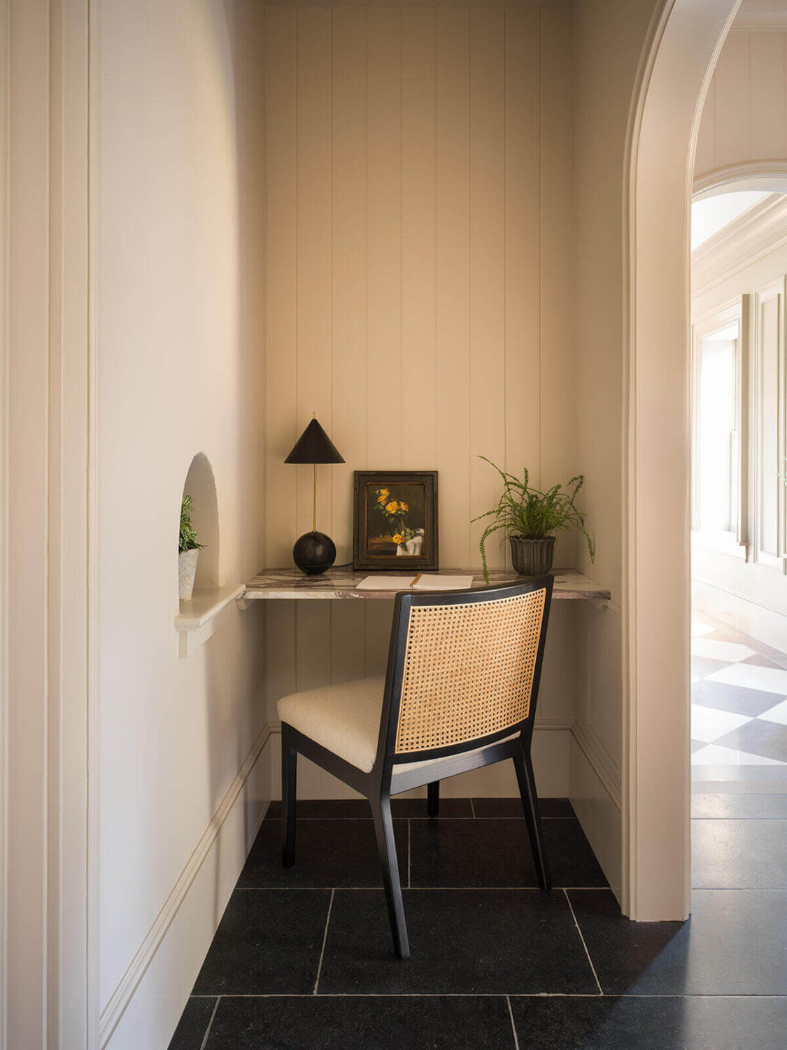 A Classic 1930s Home in Grand Rapids Designed by Jean Stoffer 21 small-marble-floating-desk-jean-stoffer-interior-design-nordroom