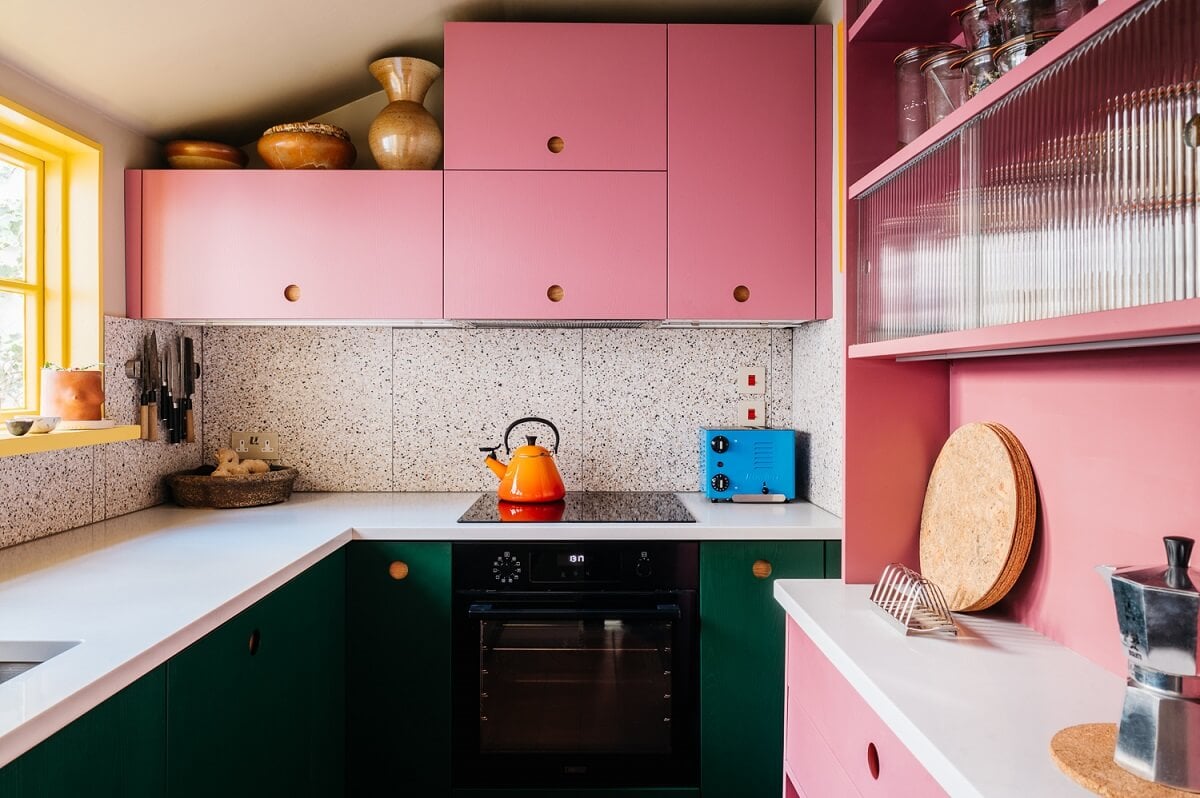 Small Space, Big Style: How to Design a Teeny-Tiny Kitchen That Works 26 small-pink-green-kitchen-nordroom