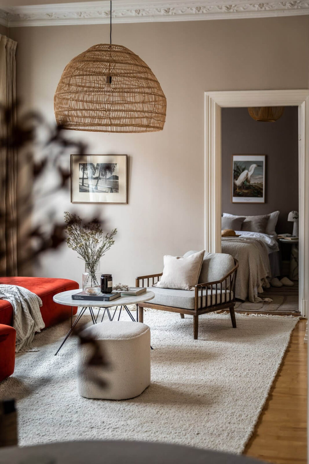 An Oslo Apartment Painted in Warm Color Tones 5 soft-natural-living-room-large-rug-nordroom