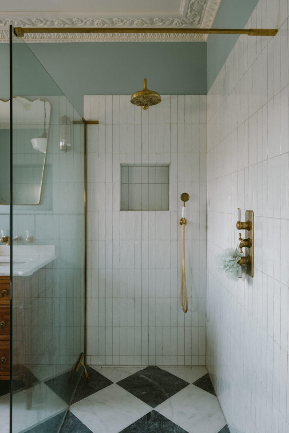 Best of 2023: Bathrooms 24 walk-in-shower-white-tiles-checkerboard-floor-nordroom
