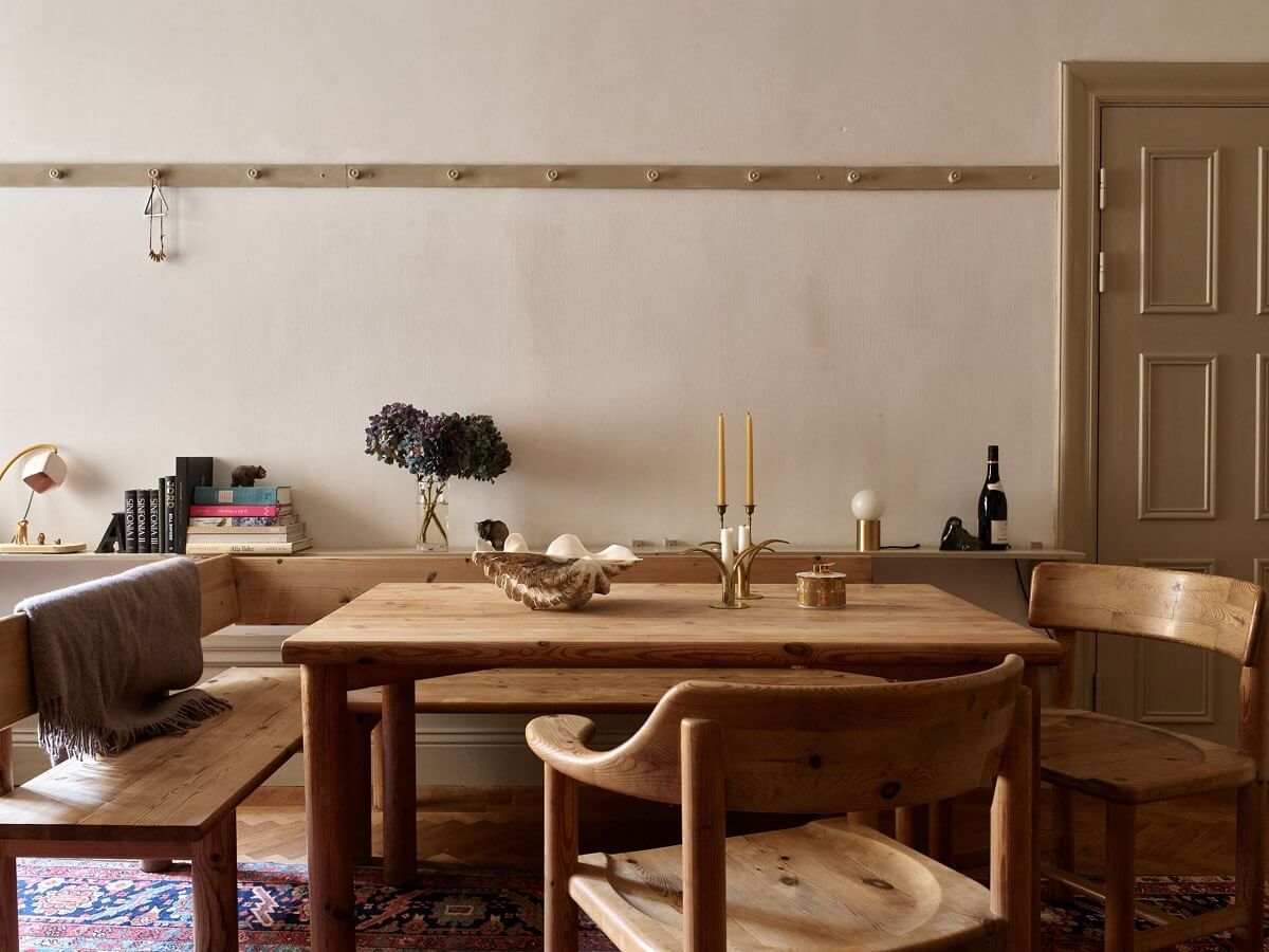 A Beige Vintage Apartment in Stockholm 5 wooden-dining-table-set-vintage-swedish-apartment-nordroom
