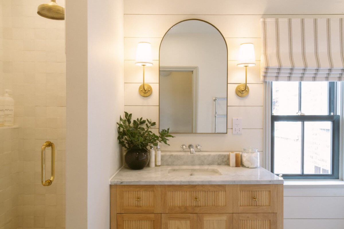 A Serene Renovated Victorian House in London 24 bathroom-american-oak-vanity-arched-mirror-nordroom