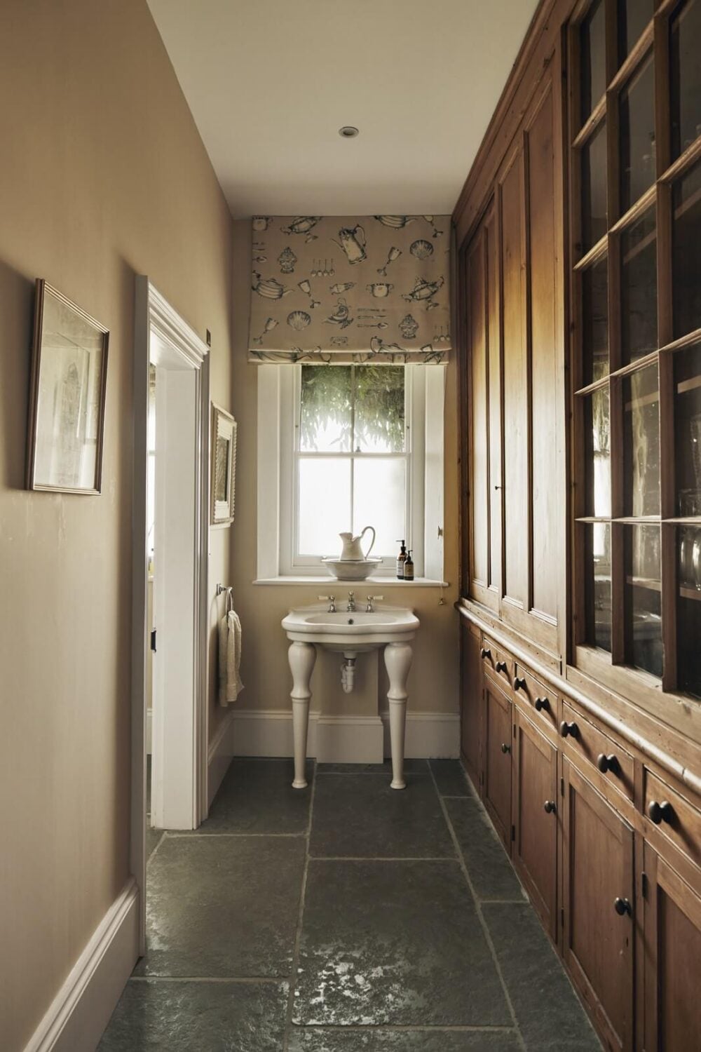 A Peaceful Georgian House in the English Countryside 10 bathroom-sink-stone-floor-built-in-wooden-wardrobe-nordroom