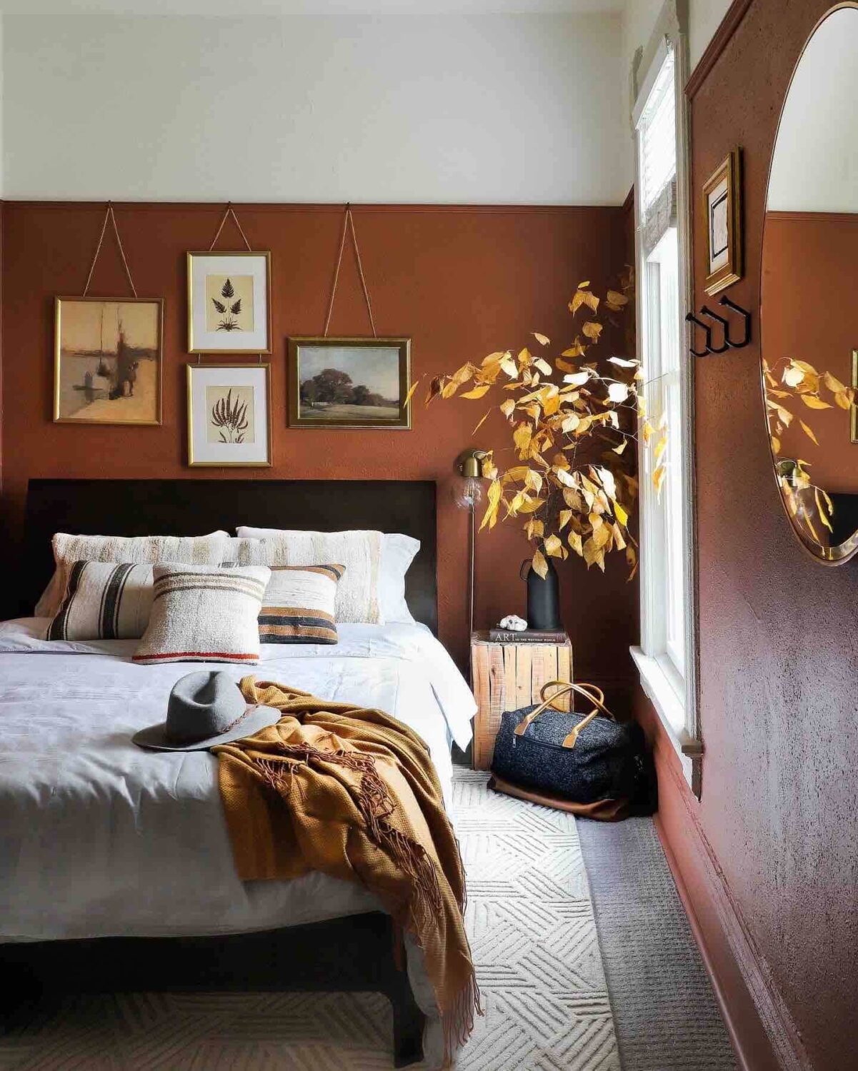 Two-Tone Walls Ideas: Create A Color Blocking Accent Wall 14 bedroom-half-painted-earthy-brown-walls-nordroom