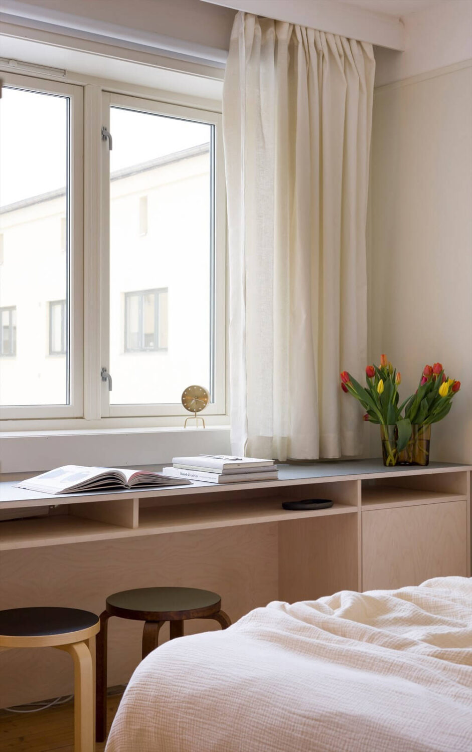 A Modern Oslo Apartment with Custom Furniture and Storage 14 custom-desk-under-window-bedroom-nordroom
