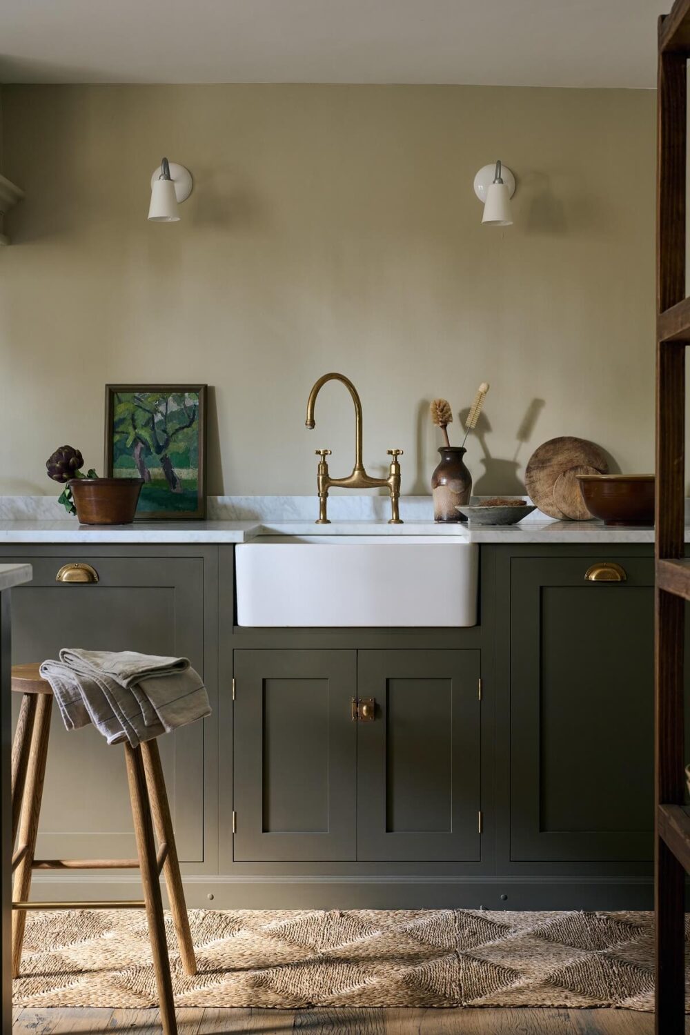 A Shaker-Style Basement Kitchen in a Georgian Townhouse 3 devol-kitchen-green-brown-cabinets-butler-sink-nordroom