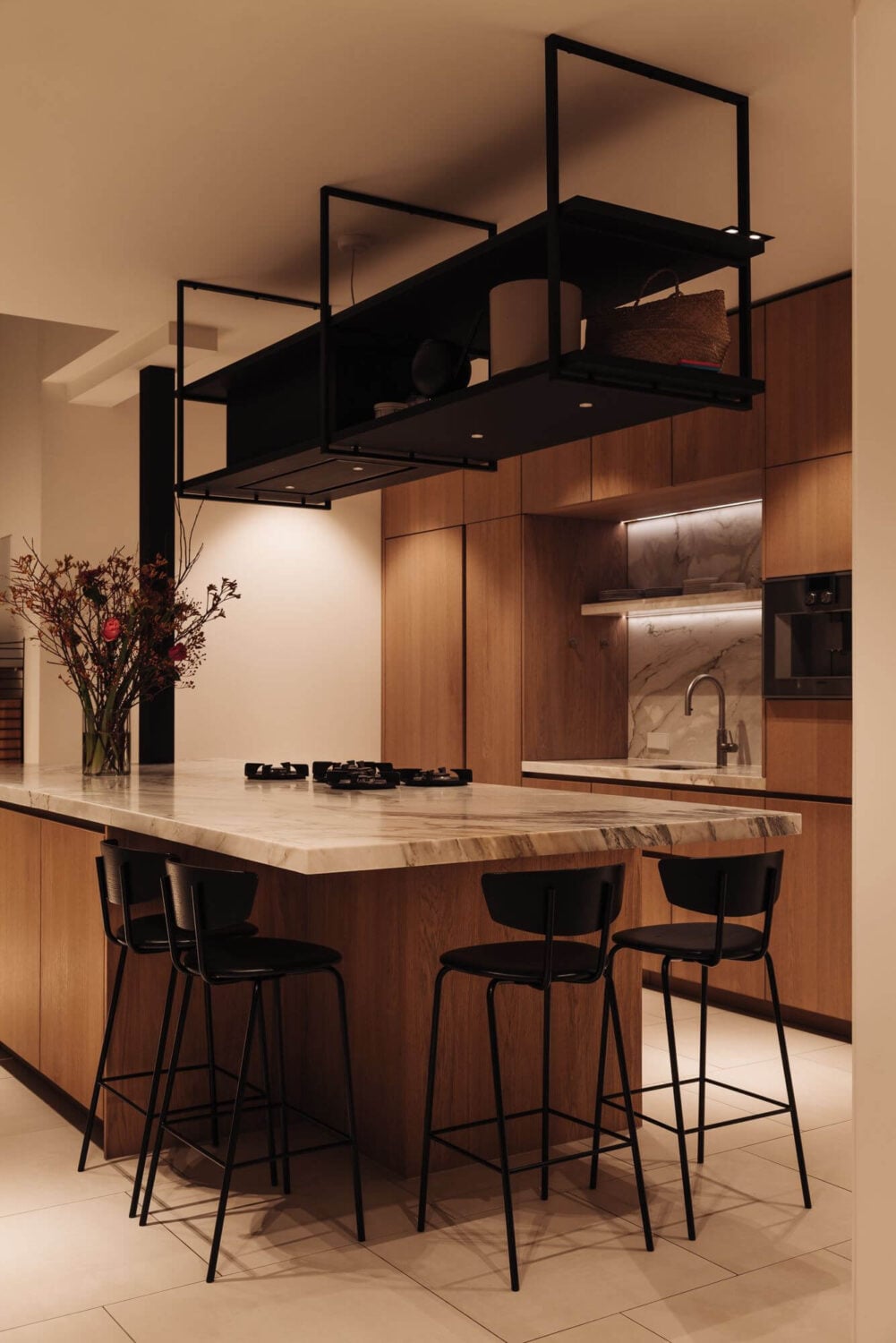 A Luxurious Canal Home in Amsterdam 2 kitchen-island-floating-shelving-nordroom