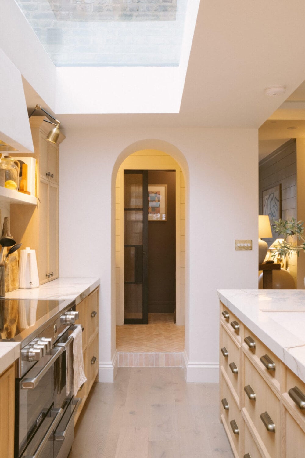 A Serene Renovated Victorian House in London 12 kitchen-oak-cabinets-skylight-pantry-nordroom