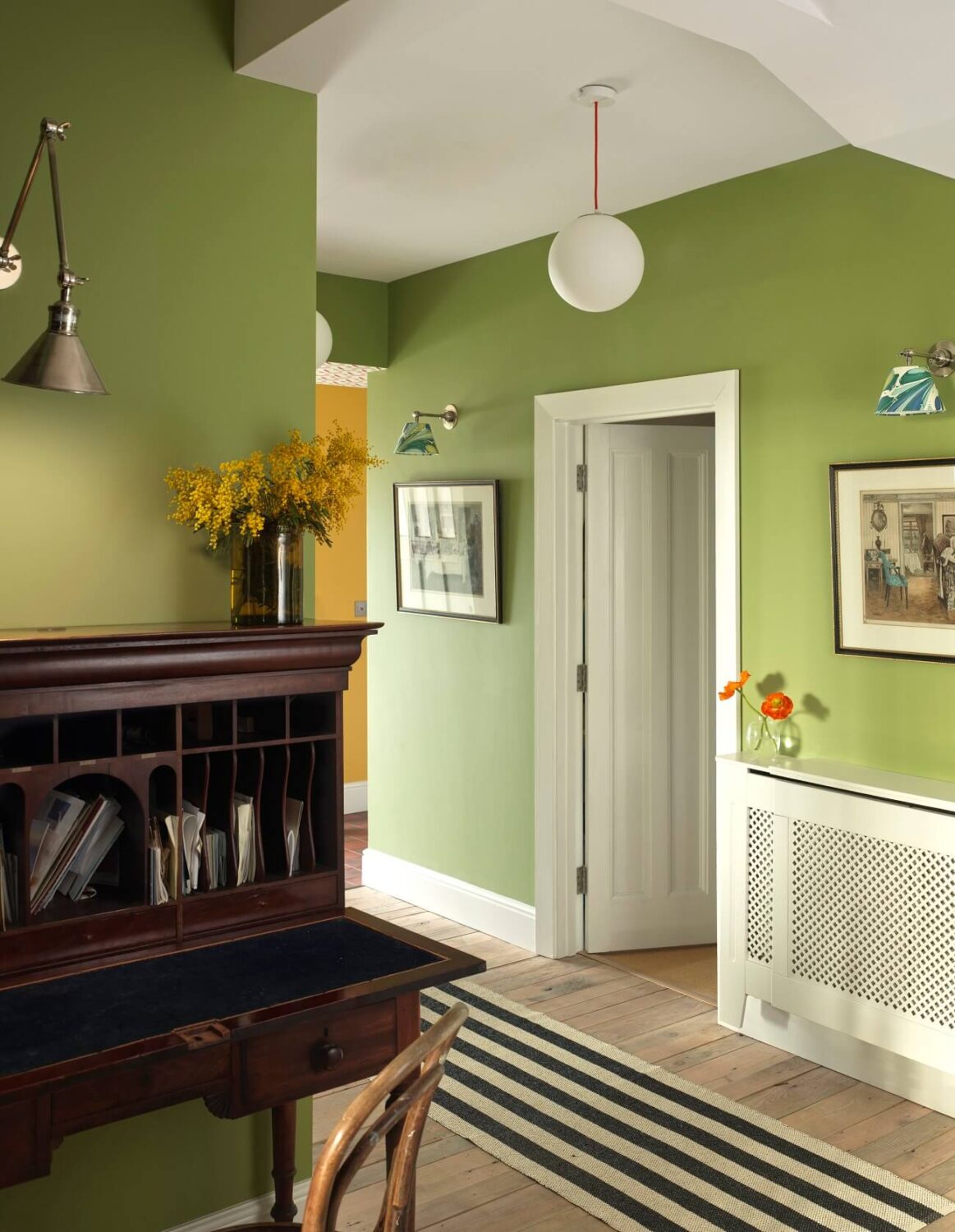 A Colorful House By The Sea Designed by Space A 8 mint-green-hallway-antique-wiriting-desk-nordroom