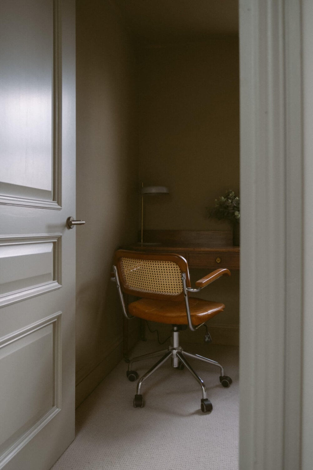 A Serene Renovated Victorian House in London 27 small-home-office-olive-green-walls-nordroom