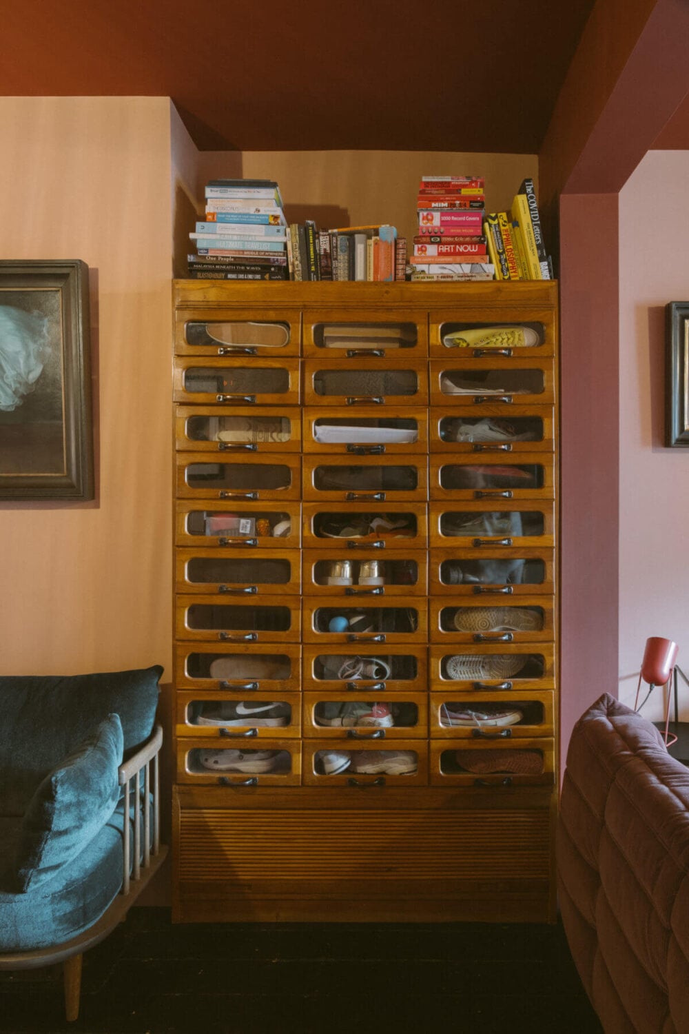 A Victorian House in London Decorated in Warm Color Tones 21 vintage-cabinet-warm-living-room-nordroom