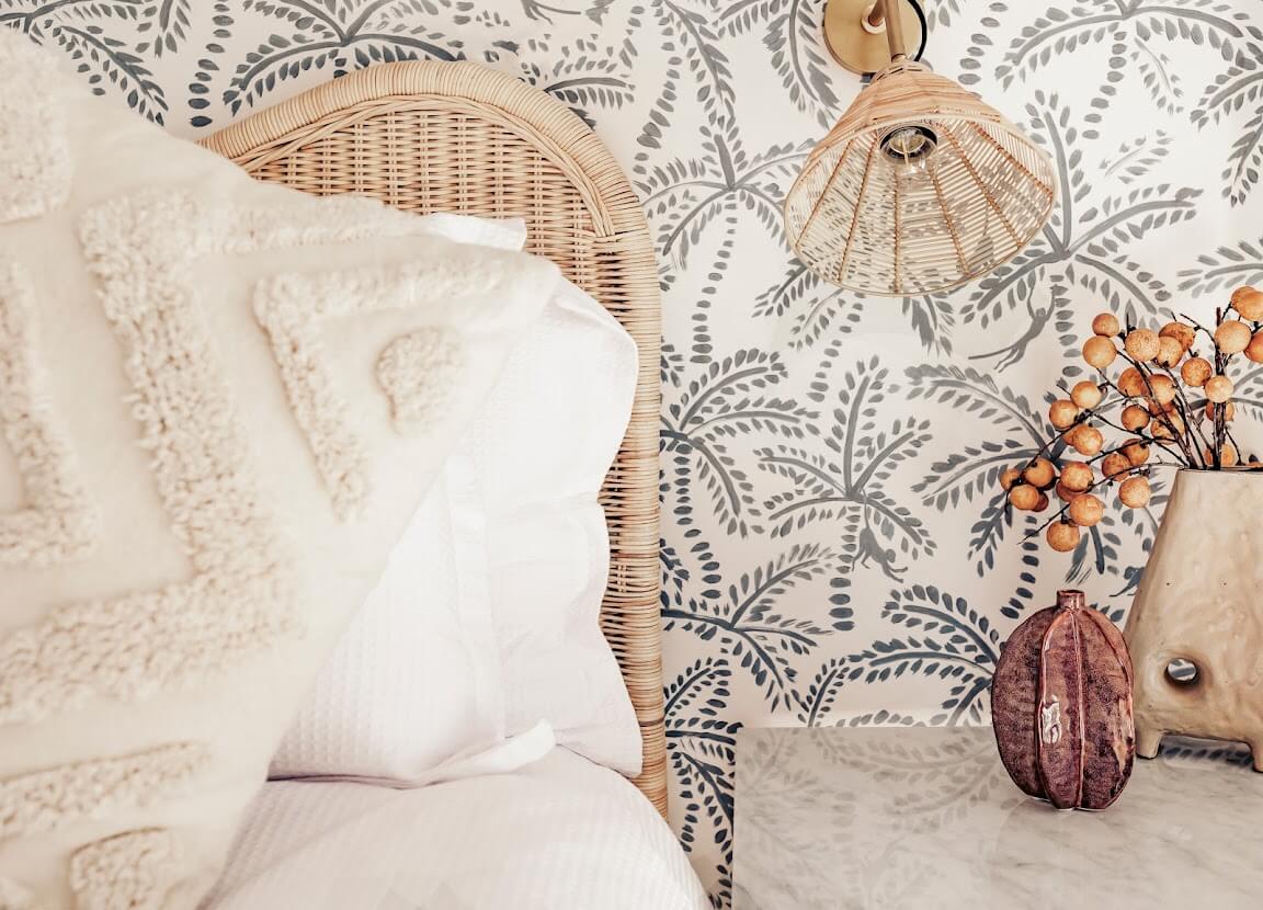 Oyster Catcher Huskisson: A Sustainable Beach House in Australia 22 wallpaper-headboard-detail-bedroom-nordroom