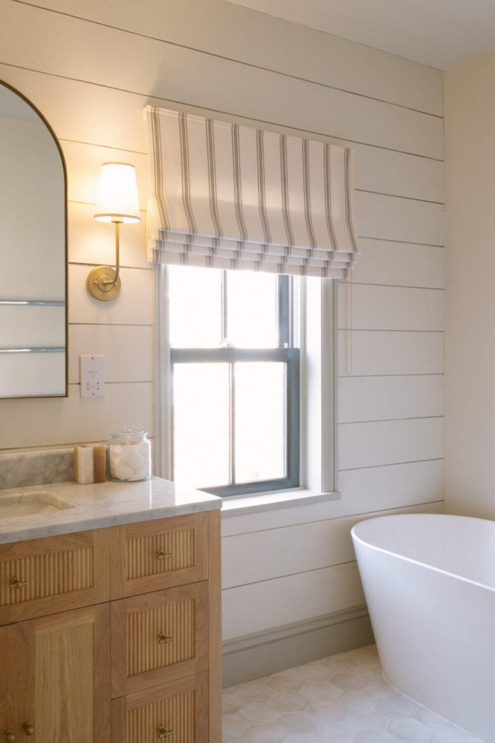 A Serene Renovated Victorian House in London 26 white-bathoom-american-oak-vanity-freestanding-bath-nordroom