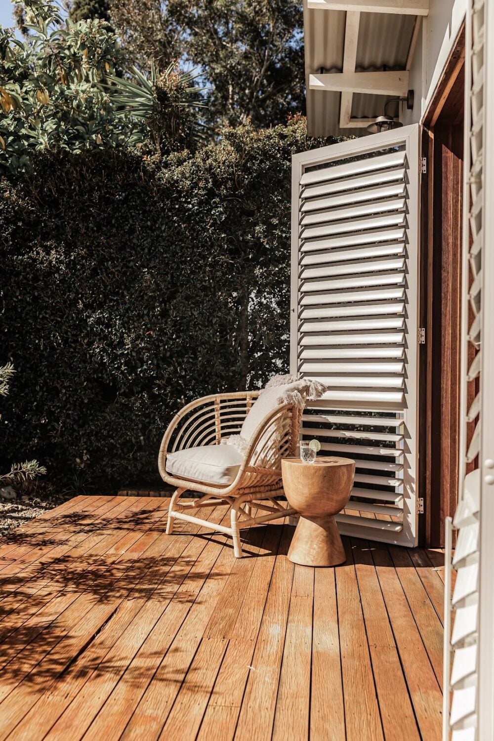 Oyster Catcher Huskisson: A Sustainable Beach House in Australia 24 wooden-terrace-seating-shutters-nordroom