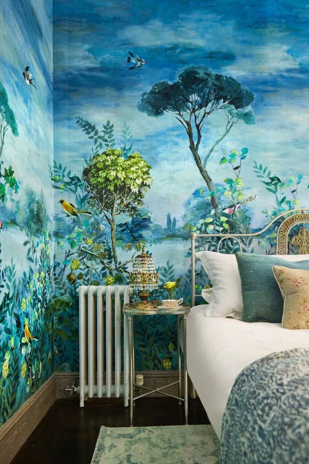 Colorful Rooms and Unique Decor in a Home in Bath 19 Designer’s-Guild-Giordano-Segreto-wallpaper-bedroom-detail-historic-house-bath-nordroom