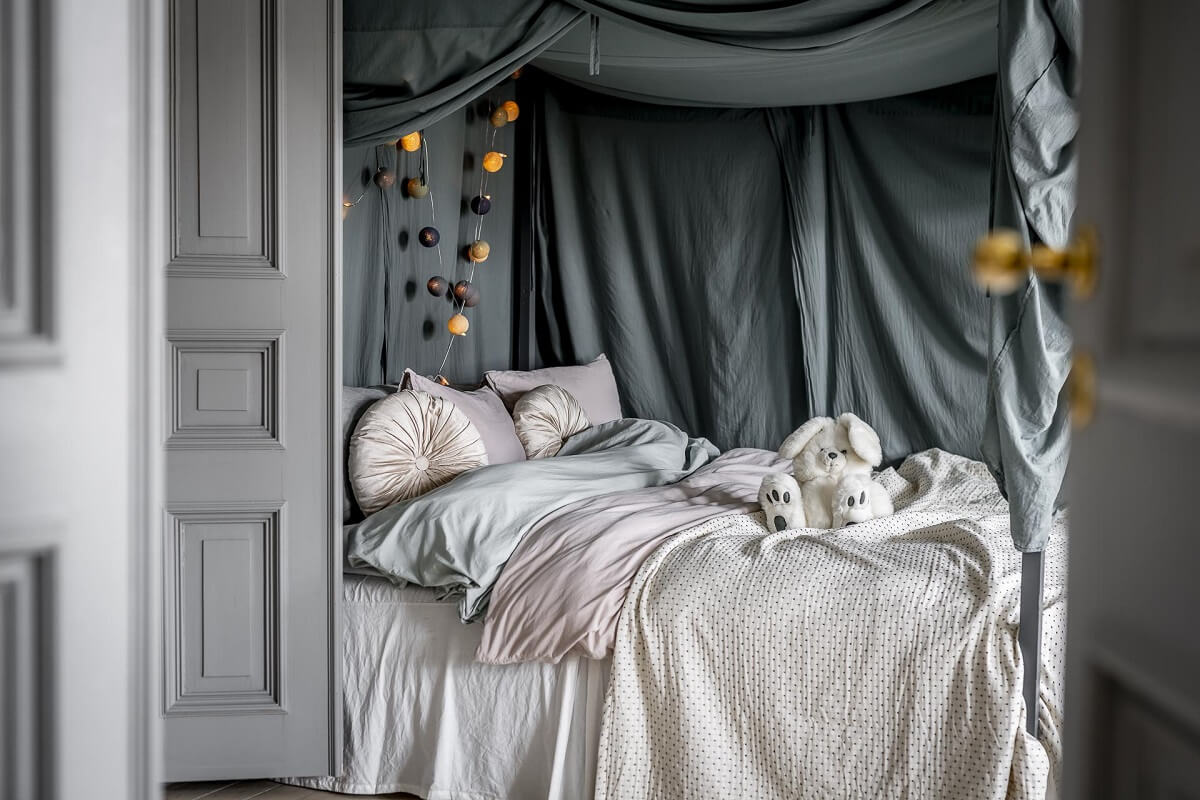 Gray Tones in a Classic Historic Scandinavian Home 25 canopy-bed-children-room-nordroom