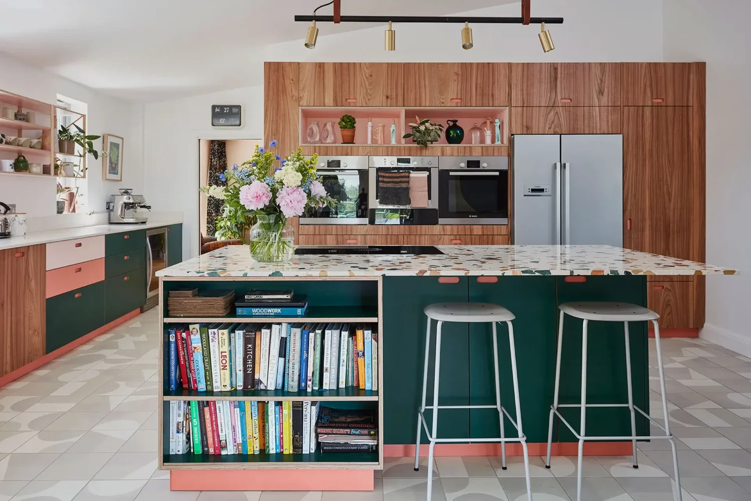 57 Stylish Two-Tone Kitchen Cabinet Ideas 2 pluck-kitchen-island-green-natural-wood-nordroom