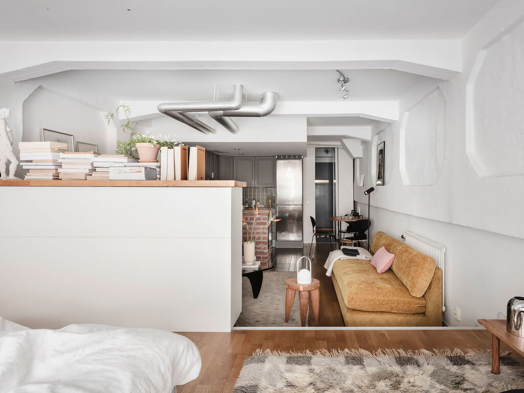 A Scandinavian Loft with Brick Wall and Arched Window 12 split-level-small-scandinavian-loft-nordroom