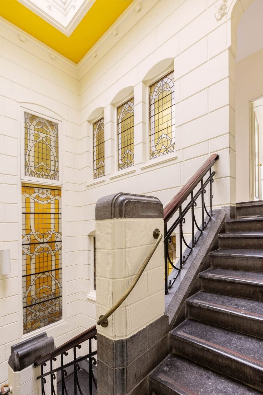 An Amsterdam Penthouse with Green Color Accents 19 staircase-historic-amsterdam-building-nordroom