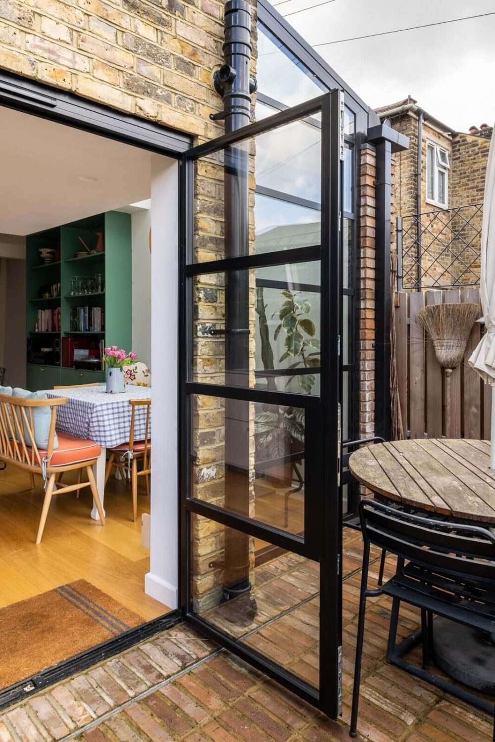 Blue and Green Tones in a London Home 15 steel-glass-garden-door-nordroom