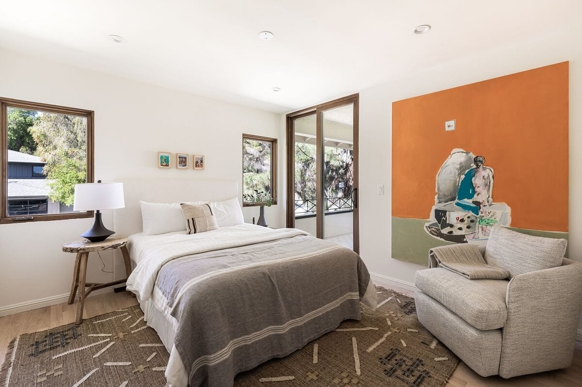 A Beautiful Serene Home in Encino Hills 22 bedroom-large-orange-artwork-nordroom