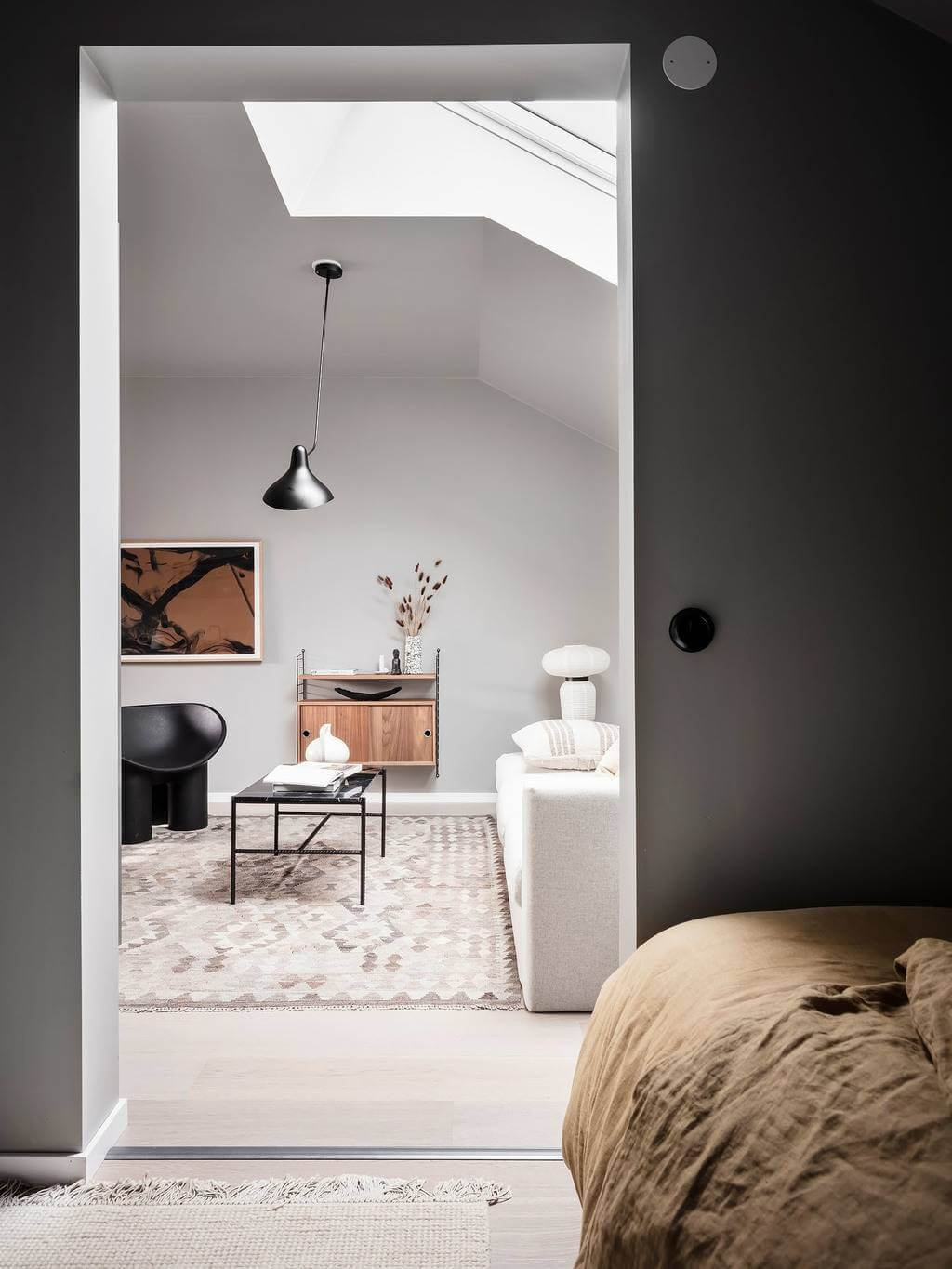 A Small Gray Attic Apartment in Sweden 15 bedroom-niche-gray-attic-apartment-nordroom