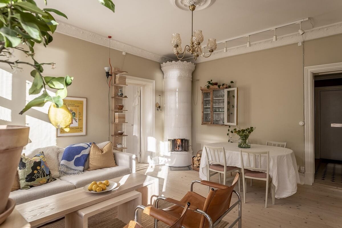 A Scandinavian Apartment with a Pale Yellow Kitchen 9 beige-scandinavian-living-room-nordroom