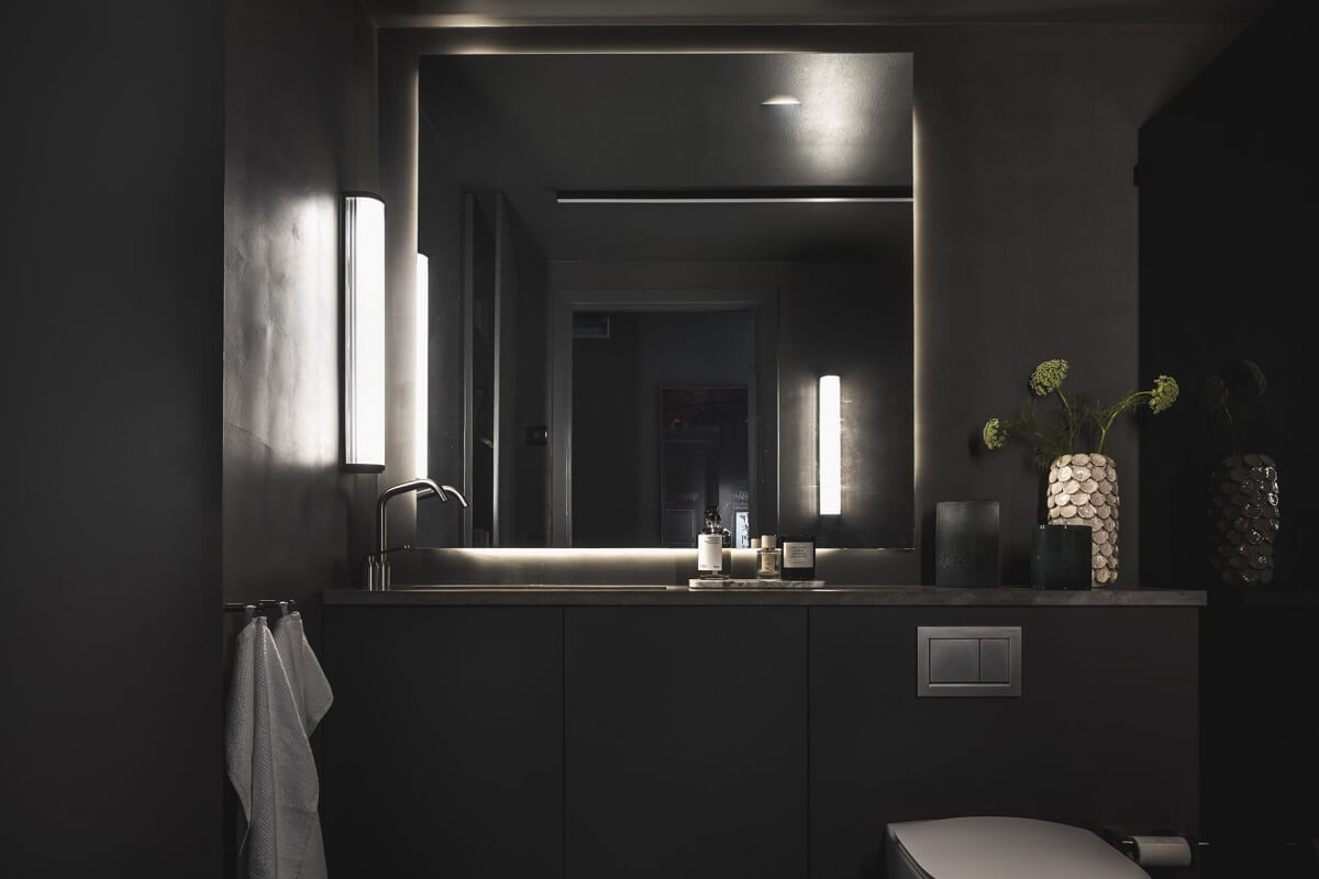 A Modern Gray Industrial Apartment 13 dark-gray-modern-bathroom-nordroom